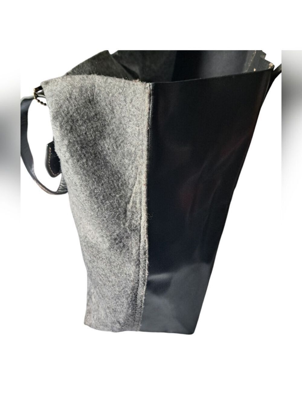 KELSI DAGGER leather felt large open tote grey black coastal shoulder bag used - Picture 7 of 16